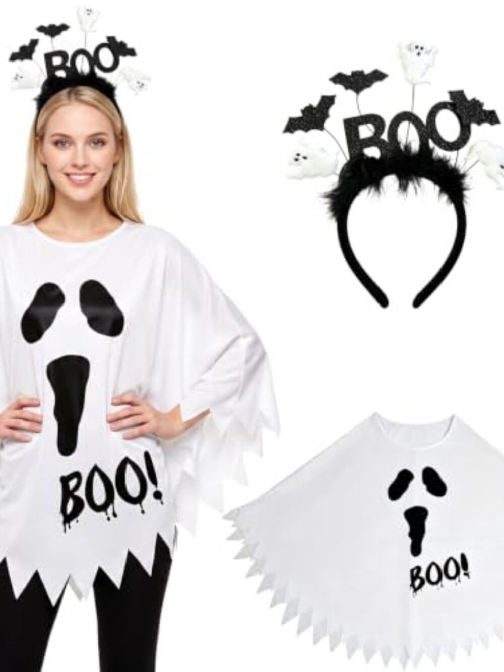 Ghost Costume for Women Adult Halloween Ghost Cape Outfit for Cosplay Party